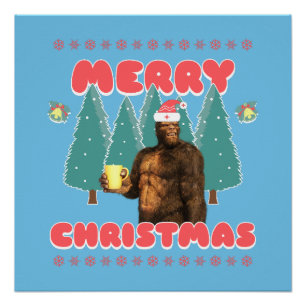 Lustiger Bigfoot - Frohe Weihnachten Poster