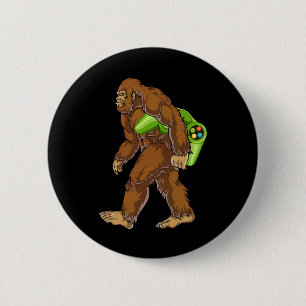 Lustiger Bigfoot-Gamer Sasquatch-Videospiele Männe Button