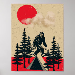 Lustiger Bigfoot Geburtstag Vintage Camping Mond W Poster