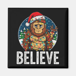 Lustiger Bigfoot Glaubt Weihnachten Sasquatch Sant Magnet