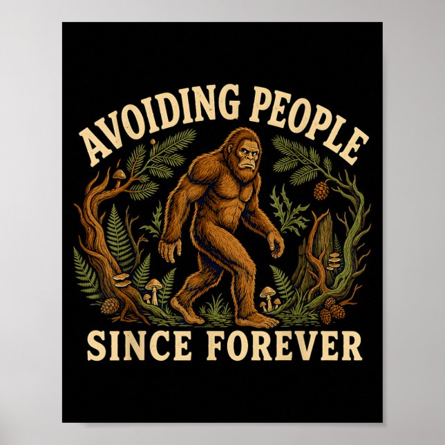 Lustiger Bigfoot-Introvert, der Menschen Sasquatch Poster (Vorne)