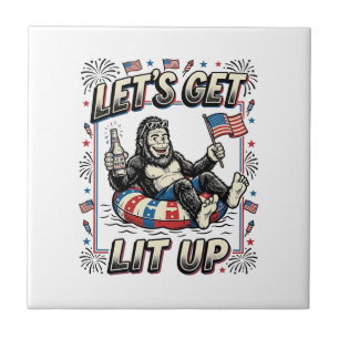 Lustiger Bigfoot Lasst Uns Leuchten Patriotisch Fliese