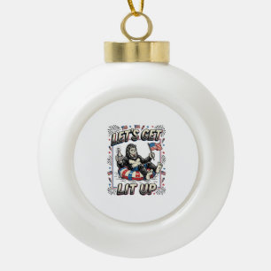 Lustiger Bigfoot Lasst Uns Leuchten Patriotisch Keramik Kugel-Ornament