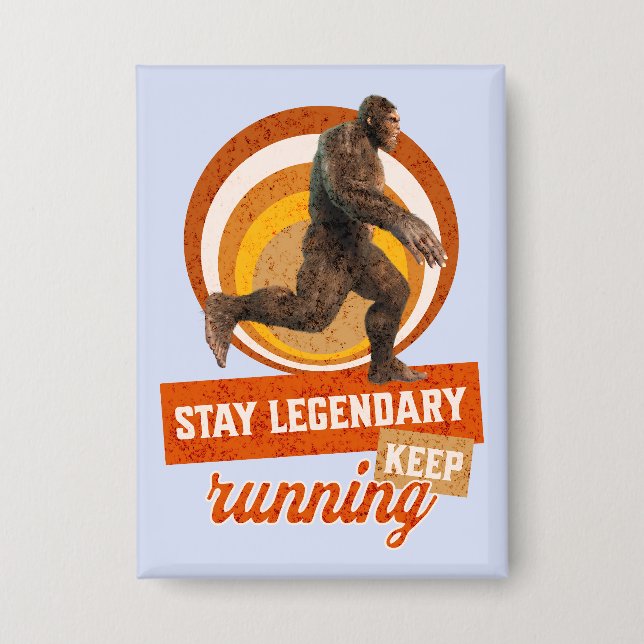 Lustiger Bigfoot Laufmotivation Button (Vorderseite)