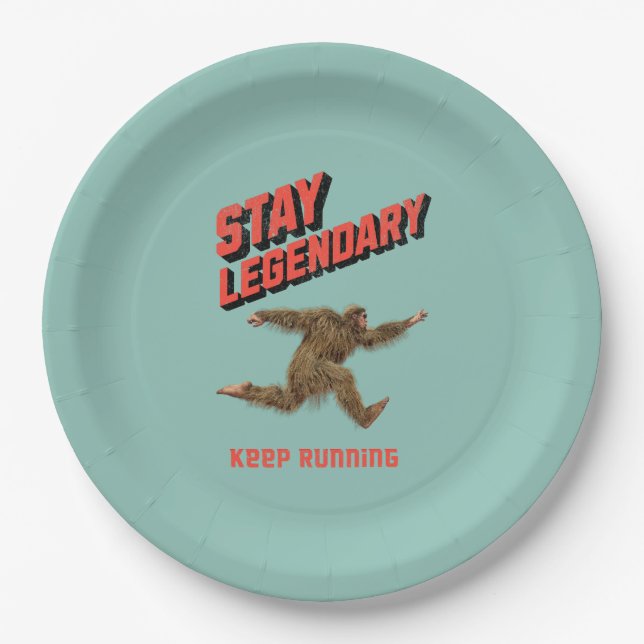 Lustiger Bigfoot Laufmotivation Pappteller (Vorderseite)