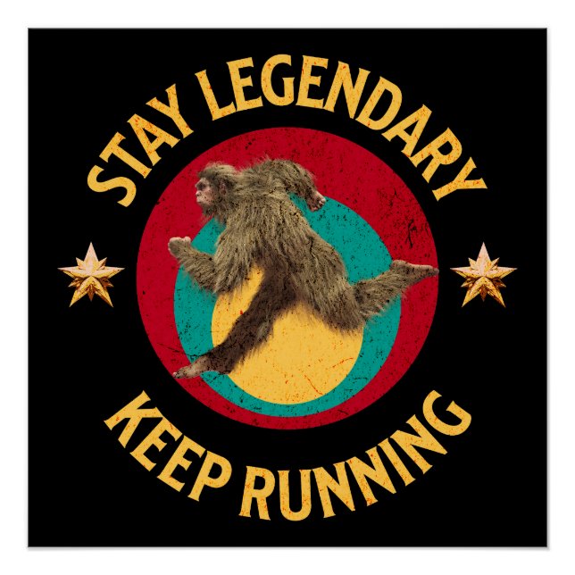 Lustiger Bigfoot Laufmotivation Poster (Vorderseite)