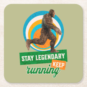 Lustiger Bigfoot Laufmotivation Rechteckiger Pappuntersetzer