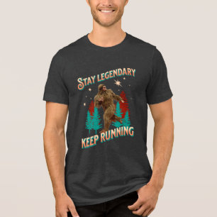 Lustiger Bigfoot Laufmotivation Tri-Blend Shirt