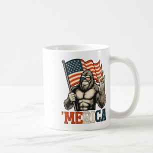 Lustiger Bigfoot Merica Rock Usa Flagge Patriotisc Kaffeetasse