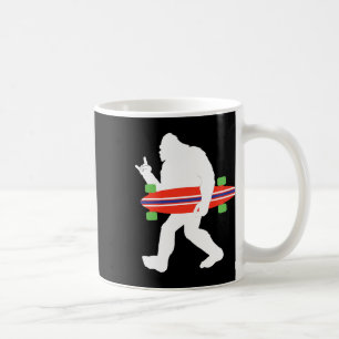 Lustiger Bigfoot Mit Longboard Skateboarder Kaffeetasse