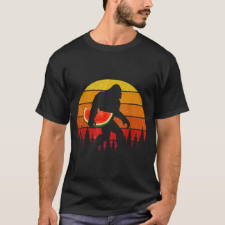 Lustiger Bigfoot mit Wassermelone-Scheibe Melone S T-Shirt
