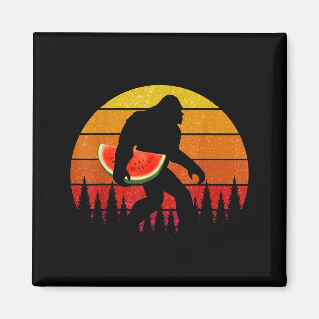 Lustiger Bigfoot mit Wassermelone Slice Melone Som Magnet (Vorne)