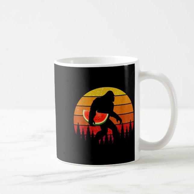 Lustiger Bigfoot mit Wassermelonen-Scheibe Melone  Kaffeetasse (Rechts)