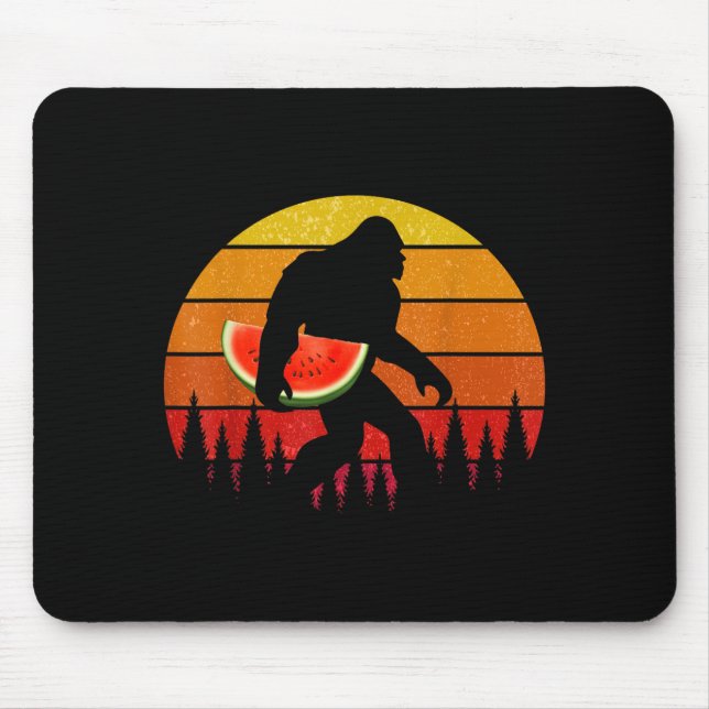 Lustiger Bigfoot mit Wassermelonen-Scheibe Melone  Mousepad (Vorne)