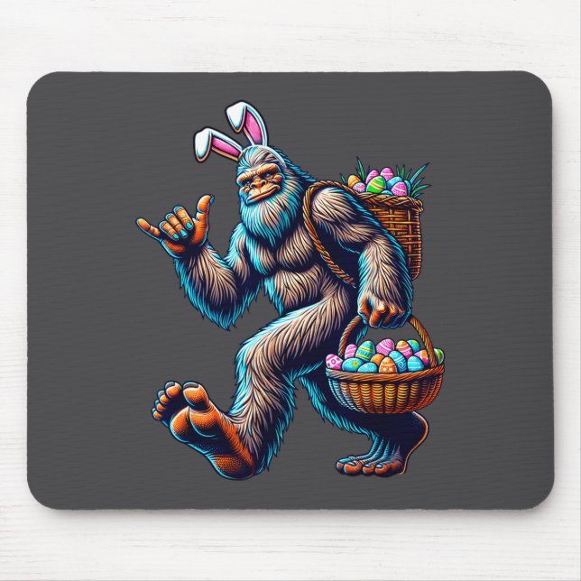 Lustiger Bigfoot-Osterhase - Sasquatch mit Ostern Mousepad (Vorne)