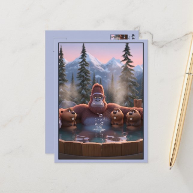 Lustiger Bigfoot Postkarte (Vorderseite/Rückseite Beispiel)