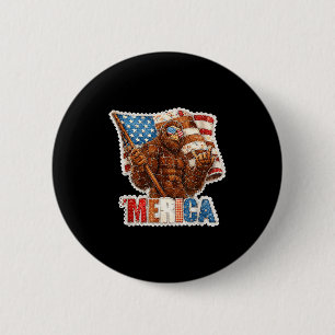 Lustiger Bigfoot Sasquatch Amerika Rock 4. Juli Fu Button