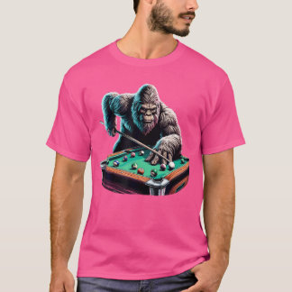 Lustiger Bigfoot Sasquatch Billard Pool Spieler Mä T-Shirt