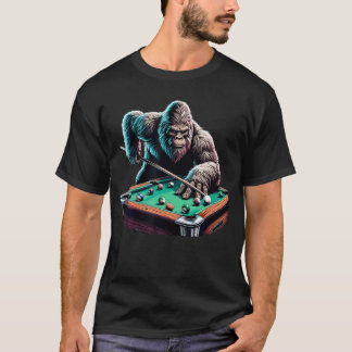 Lustiger Bigfoot Sasquatch Billard Pool Spieler Mä T-Shirt