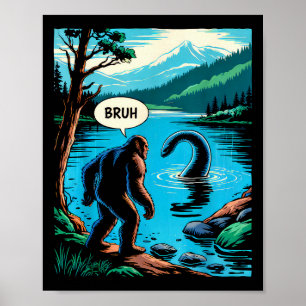 Lustiger Bigfoot Sasquatch Loch Ness Monster Intro Poster