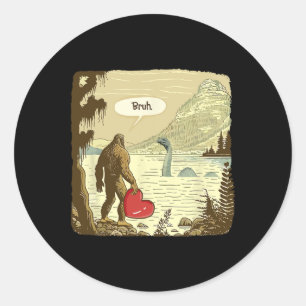 Lustiger Bigfoot Sasquatch Loch Ness Monster Lusti Runder Aufkleber