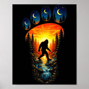 Lustiger Bigfoot Sasquatch Natur Outdoor Camping Poster