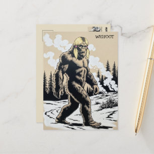 Lustiger Bigfoot Sepia getöntes Vintage Postkarte