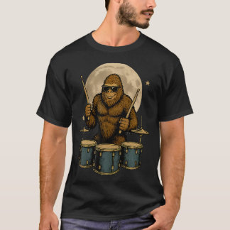 Lustiger Bigfoot-Trommler, der Schlagzeug Rockmusi T-Shirt