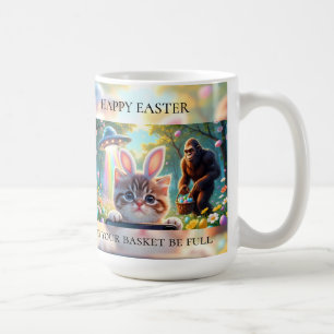 Lustiger Bigfoot UFO Ostern   Süße Katze Hase Self Kaffeetasse