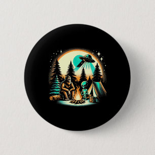 Lustiger Bigfoot und Alien-Ufo-Camping Outdoor-Abe Button