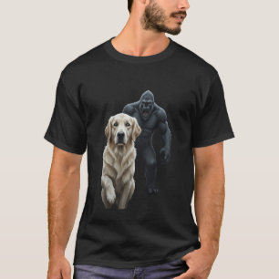 Lustiger Bigfoot und Golden Retriever Kinder Mythi T-Shirt