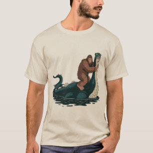 Lustiger Bigfoot- und Loch-Ness-Monster-Mashup-Gra T-Shirt