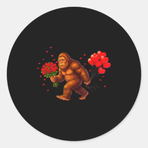 Lustiger Bigfoot Valentinstag Herz Sasquatch Retro Runder Aufkleber