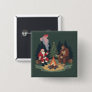 Lustiger Bigfoot Weihnachten Santa Sasquatch Campi Button