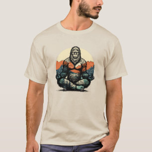 Lustiger Bigfoot-Yoga-Meditations-Humor-Gläubiger- T-Shirt