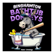 Lustiger Binghamton Baseball Badewannen Esel Vinta