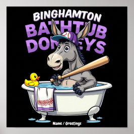 Lustiger Binghamton Baseball Badewannen Esel Vinta Poster