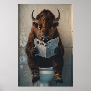 Lustiger Bison-Badezimmerdruck, Toiletten-Zeitungs Poster