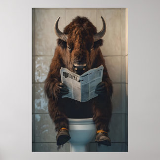 Lustiger Bison-Badezimmerdruck, Toiletten-Zeitungs Poster