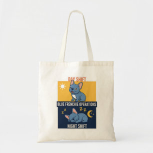 Lustiger Blaue-Französchen-Tag-und-Nacht-Design Tragetasche