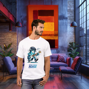 Lustiger blauer Bassspieler-Charakter Musik T-Shirt