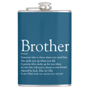 Lustiger blauer Bruder-Definitions-Spruch Flachmann