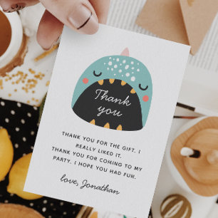 Lustiger blauer Dinosaurier. Dino-Baby / Kindergeb Dankeskarte