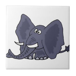 Lustiger blauer Elefant-Cartoon Fliese