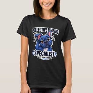 Lustiger blauer französischer Bulldogge mit selek T-Shirt