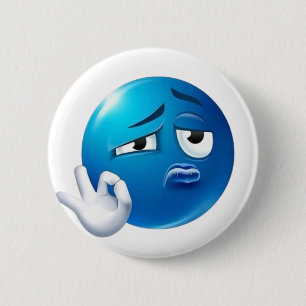 Lustiger blauer trauriger Emoji-Pin - Expressiver Button