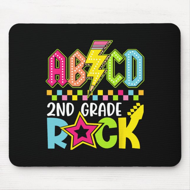 Lustiger Blitz Zurück Zur Schule 2. Klasse Rock Mousepad (Vorne)