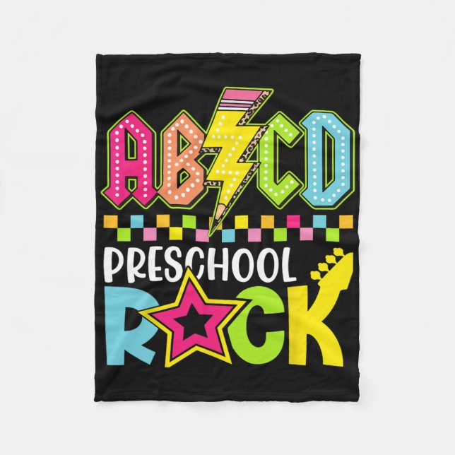 Lustiger Blitz Zurück zur Schule Vorschule Rock Fleecedecke (Vorderseite)