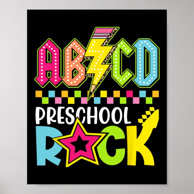 Lustiger Blitz Zurück zur Schule Vorschule Rock Poster (Vorne)