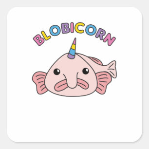 Lustiger Blobfisch-Einhorn-Blobicorn-Blobfisch Quadratischer Aufkleber